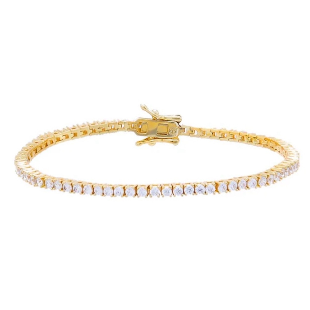 Adina Eden 2mm CZ Gold Plated Eden Tennis Bracelet - Women Jewelry
